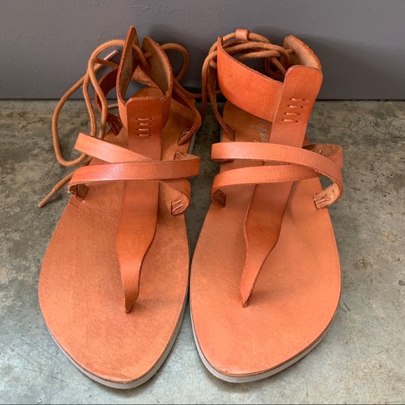 Free People Shoes - Free People Leather Lace Tied Sandals Size 8/38